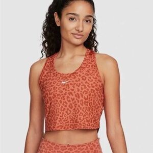 NWT Nike Dri-Fit Move to Zero Orange Leopard Slim Fit Cropped Tank Top Womens